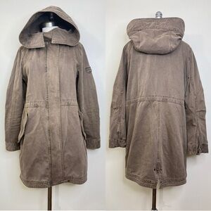 VTG 80s WOMAN SIZE M ROOTS PARKA OLIVE GREEN HOODED JACKET/COAT 100% COTTON